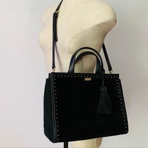 LIKE NEW Kate Spade Abby West Street Black Suede Satchel Bag with Tassel